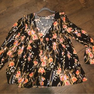 FREE PEOPLE floral v-neck tunic top